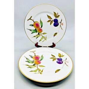 Royal Worcester‎ Evesham Gold Dinner Plate 10 inch Lot of 2 Fruit Vintage